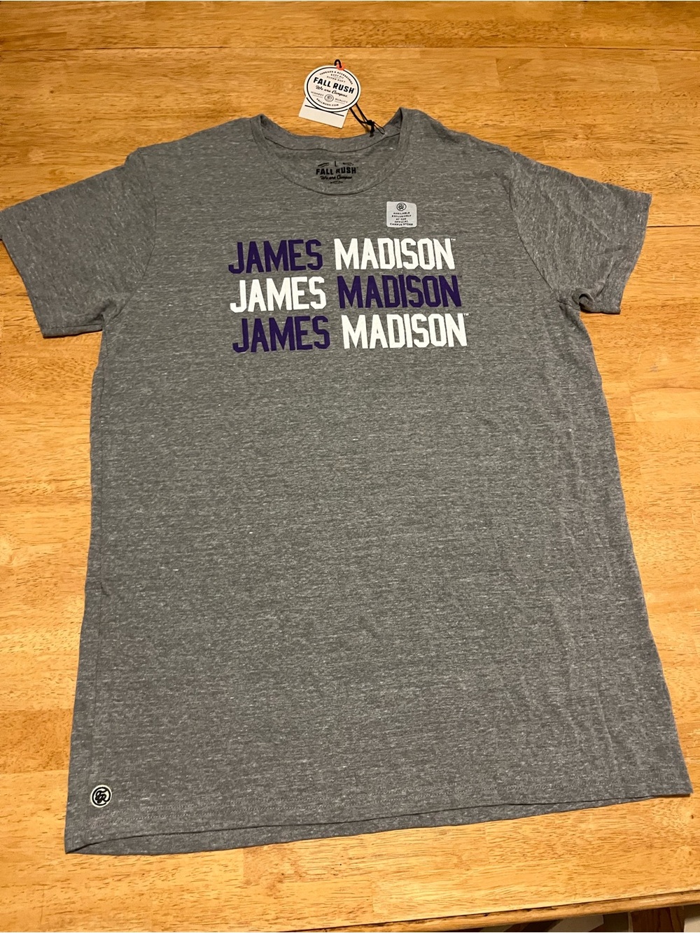 NWT Fall Rush James Madison University JMU Heather Gray Graphic Tee, Size L